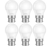 Sylvania Bombilla LED G45 Mini Globo esmerilado, B22, 5 W, 470 lúmenes, blanco cálido, 2700 K, paquete de 6