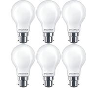 SYLVANIA GLS - Bombilla LED esmerilada, regulable, B22, 7 W, 806 lúmenes, blanco cálido 2700 K, paquete de 6