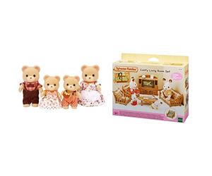 SYLVANIAN FAMILIES - 5059 - Familia Oso Pardo & Sylvanian Families - 5339 - Set de salón de hogar