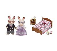 Sylvanian Families - 5190 - Abuelos Conejo Chocolate + 5019 Set Cama Doble