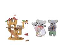Sylvanian Families Casa De Aventuras En El Árbol Doll House (Epoch para Imaginar 05494) + Cabaña del Lago, Color Beige Y Verde (05451) & 05310 - Familia Koala (EPI)
