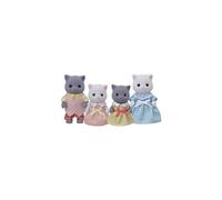 SYLVANIAN FAMILIES - Familia de gatos persas - 4 personajes articulados y vestidos - Para niños a partir de 3 años