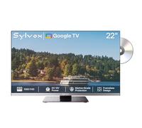 SYLVOX 12V Smart TV 22 Pulgadas, Pantalla 1080P Sin Marco, Google TV con Reproductor de DVD, Triple Sintonizador, Bluetooth, WiFi | Ideal para Autocaravana, Camión, Caravana, HGV, Barco
