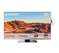 SYLVOX 24" para Autocaravana y Camping, Smart TV 12V 1080P, Bisel Ultrafino, Lector DVD, Amplio Voltaje 9-32V, Sintonizador Triple DVB-S2/T2, HDMI/USB. Ideal para Autocaravanas, Campers y Camiones