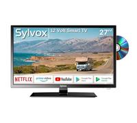 SYLVOX Android 11 Smart TV de 27 pulgadas (68,6 cm) para caravanas, camiones, 1080P 60 Hz, reproductor de DVD integrado de 12 V, Google Play, Google Assistant, altavoz Hi-Fi, camping, viajes, TV,