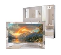 SYLVOX Televisor espejo para baño de 32 pulgadas, resistente al agua IP65 | Google TV 1080P | 60Hz | Hotspot y WiFi | 500 nits de brillo altavoces frontales dobles, 12 V Smart TV para hotel, gimnasio