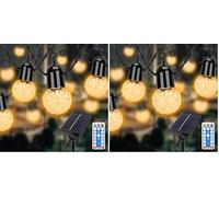 sylvwin G40 Guirnaldas Luces Exterior,18M 25LED 8 Modos Solar Guirnalda Luces Exterior,Guirnalda de Luces para Jardín,Árboles,Patio,Fiesta,Habitación,Boda Blanco Cálido (Paquete de 2)