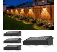 sylvwin Luces solares de pared para exteriores - Paquete de 4 luces LED solares para paredes exteriores, escaleras, peldaños, vallas, barandillas, patios y terrazas (Blanco cálido)