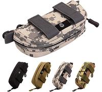 SYMALL Hombre Funda de Gafas con Cremallera Estuche de Anteojos Nailon Táctico Militar Molle Duro con Clip Gafa de Sol Estuche Protector Blando, ACU