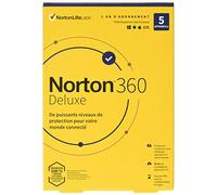 Symantec Norton 360 Deluxe - Versión en Caja (1 año) - 5 Dispositivos, Almacenamiento en la Nube 50 GB - Mass Market - Win, Mac, Android, iOS - Español