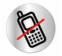 Symbol DS302 Disco indicador "Prohibido usar el teléfono" - Aluminio adhesivo - Diámetro 80 mm