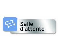 Symbol PSC21 - Placa adhesiva (policarbonato, 160 x 50 mm), diseño con texto en francés "Salle d'attente"