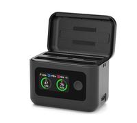 SYMIK Cargador de batería para Insta360 X5, 27 W, carcasa de carga rápida de doble canal con pantalla LCD, hub inteligente de dos vías para batería Insta 360 X5, concentrador de carga rápida, muestra