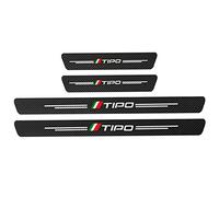 Symilov 4 Piezas Molduras de Umbral Puerta Coche Fibra Carbono, para Fi-at Tipo Pegatina de Protector de Pedal de Umbral Puerta - Accesorios Decoración para Estribos,Black