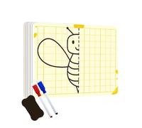 Symmetry Drawing Card, Kids Grid Art Board, Erasable Painting Toy, Reusable Thick Cardboard Design, Stem Learning Activity, 14x10cm/5.51x3.94 Inches, Multicolor, 1 Piece, 42g