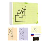 Symmetry Drawing Card, Kids Grid Art Board, Erasable Painting Toy, Reusable Thick Cardboard Design, Stem Learning Activity, 14x10cm/5.51x3.94 Inches, Multicolor, 1 Piece, 42g