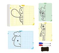 Symmetry Drawing Kids, Erasable Educational Drawing Board Set, 5.51x3.94 Inches Interactive Concentration Training Toy for Improve Hand Eye Coordination and Pattern Recognition