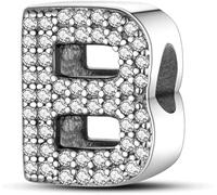 Symretie Colgante de inicial B de plata 925 para mujeres, compatible con pulseras y collares de estilo Pandora y europeo. Adecuado para mujeres y niñas.