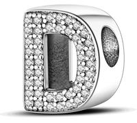 Symretie Colgante de inicial D de plata 925 para mujeres, compatible con pulseras y collares de estilo Pandora y europeo. Adecuado para mujeres y niñas.