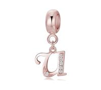 Symretie Colgante de inicial U de plata 925 para mujeres, versión de oro rosa, compatible con pulseras y collares de estilo Pandora y europeo. Adecuado para mujeres y niñas.