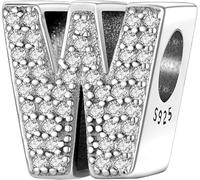 Symretie Colgante de inicial W de plata 925 para mujeres, compatible con pulseras y collares de estilo Pandora y europeo. Adecuado para mujeres y niñas.