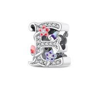 Symretie Colgante de letra E de plata 925 para mujeres con patrón de estrella de mar, compatible con pulseras y collares de estilo Pandora y europeo. Adecuado para mujeres y niñas.