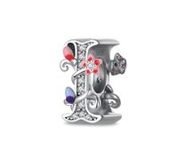 Symretie Colgante de letra I de plata 925 para mujeres con patrón de estrella de mar, compatible con pulseras y collares de estilo Pandora y europeo. Adecuado para mujeres y niñas.