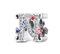 Symretie Colgante de letra N de plata 925 para mujeres con patrón de estrella de mar, compatible con pulseras y collares de estilo Pandora y europeo. Adecuado para mujeres y niñas.