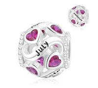 Symretie Colgante de piedra de nacimiento de julio de plata 925 para mujeres, compatible con pulseras y collares de estilo Pandora y europeo. Adecuado para mujeres y niñas.