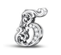 Symretie Colgante numérico 5 de plata 925 para mujeres con patrones, compatible con pulseras y collares de estilo Pandora y europeo. Adecuado para mujeres y niñas.