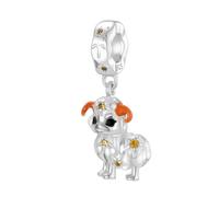 Symretie Perla de cadena del signo zodiacal Aries de plata 925, compatible con pulseras y collares de estilo Pandora y europeo, adecuada para mujeres y niñas.