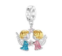 Symretie Perla de cadena del signo zodiacal Géminis de plata 925, compatible con pulseras y collares de estilo Pandora y europeo, adecuada para mujeres y niñas.