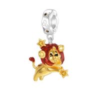 Symretie Perla de cadena del signo zodiacal Leo de plata 925, compatible con pulseras y collares de estilo Pandora y europeo, adecuada para mujeres y niñas.