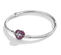 Symretie Pulsera de Plata de Ley 925 para Mujer, Pulsera de Eslabones Serpiente de la Colección Pandora Moments, Compatible con Dijes, Adecuada para Mujeres y Niñas.（corazón rojo 21CM）
