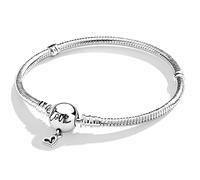 Symretie Pulsera de Plata de Ley 925 para Mujer, Pulsera de Eslabones Serpiente de la Colección Pandora Moments, Compatible con Dijes, Adecuada para Mujeres y Niñas.（amar 21CM）