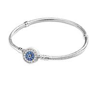 Symretie Pulsera de Plata de Ley 925 para Mujer, Pulsera de Eslabones Serpiente de la Colección Pandora Moments, Compatible con Dijes, Adecuada para Mujeres y Niñas.（ojo de mal 17CM）
