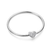 Symretie Pulsera de Plata de Ley 925 para Mujer, Pulsera de Eslabones Serpiente de la Colección Pandora Moments, Compatible con Dijes, Adecuada para Mujeres y Niñas.（las alas 17CM）