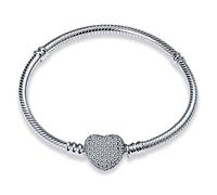 Symretie Pulsera de Plata de Ley 925 para Mujer, Pulsera de Eslabones Serpiente de la Colección Pandora Moments, Compatible con Dijes, Adecuada para Mujeres y Niñas.（19CM）