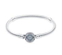 Symretie Pulsera de Plata de Ley 925 para Mujer, Pulsera de Eslabones Serpiente de la Colección Pandora Moments, Compatible con Dijes, Adecuada para Mujeres y Niñas.（los ojos 17CM）