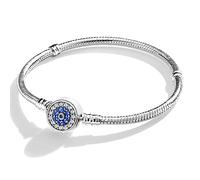 Symretie Pulsera de Plata de Ley 925 para Mujer, Pulsera de Eslabones Serpiente de la Colección Pandora Moments, Compatible con Dijes, Adecuada para Mujeres y Niñas.（ojo de mal 19CM）