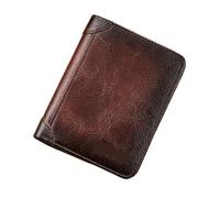 SynapSYA Cartera De Cuero Vintage Cartera de Cuero for Hombre, antirrobo, Triple Pliegue, Retro, multifunción, pequeña, con Pinzas for Billetes(Three Fold Coffee)