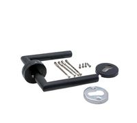 SynapSYA Juego de Manillas 1 par de manijas acero inoxidable 304 for puerta, tubo hueco, pintura en aerosol, cubierta redonda negra esmerilada, manija dividida ángulo recto