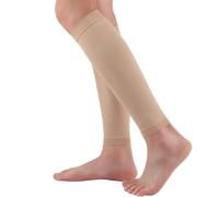 SynapSYA Manga de compresión de pantorrilla 30-40 mmhg Hombres Mujeres Mangas de compresión de pantorrillas sin pies Pantorrilleras De CompresióN(Beige,L)