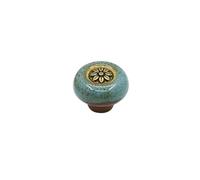 SynapSYA Pomos Armario de Un Solo Agujero Manijas de un solo orificio for cajones muebles, pomos cristal con estampado leopardo, redondas, for vinotecas, zapateros y(Coppery-blue)