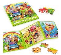 SYNARRY Puzzle Magnetico 3 en 1 para Niños 3 4 5 6 Años, 20 Piezas Puzzle Viajar Animales, Juguetes de Viaje Avión Niños 3-6 Años