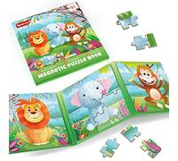 SYNARRY Puzzle Magnetico 3 en 1 para Niños 3 4 5 Años, 20 Piezas Puzzle Viajar Animales, Juguetes de Viaje Avión Niños 3-5 Años