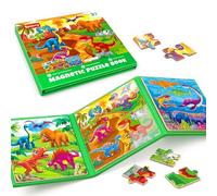 SYNARRY Puzzle Magnetico 3 en 1 para Niños 3 4 5 Años, 20 Piezas Puzzle Viajar Dinosaurios, Juguetes de Viaje Avión Niños 3-5 Años