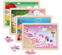 SYNARRY Puzzles Infantiles 3 4 5 6 7 Años, 4×24 Piezas Puzzle Unicornio Princesas, Juguete Juego Educativo 3~8 Años Niña