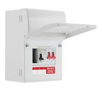 Sync Energy Unidad de consumo de cargador EV, 40 A 30 mA tipo A RCBO, interruptor principal de 100 A y SPD tipo 2, doble polo, kit de carcasa de vehículo eléctrico, 5 módulos, interior, BG Sync EV