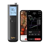 Sync - Termómetro inteligente inalámbrico Bluetooth para carne con WiFi, base y control independientes, rango ilimitado, señal mejorada de 10 aumentos para una mejor estabilidad, precisión certificada